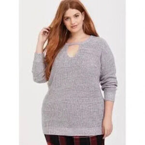 Torrid grey marl keyhole tunic 0 (Large)